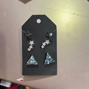 Star and Triangle Stud Earrings Set